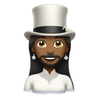 Bearded woman with top hat and wedding dress  sticker