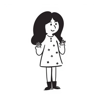 a girl in a hand-drawn doodle style sticker