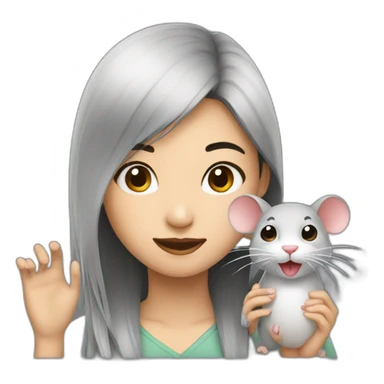 Asian girl with rat sticker