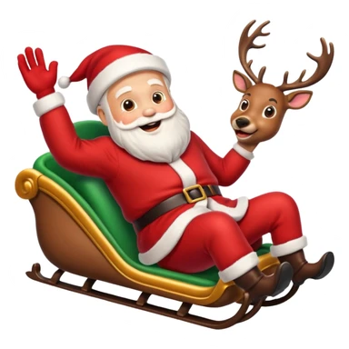 Santa sliding with his deers sticker