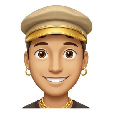 smiling man with a cap and large gold necklace sticker