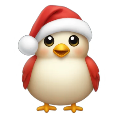 cute Fat Bird Santa wearing red scarf zoomed in sticker