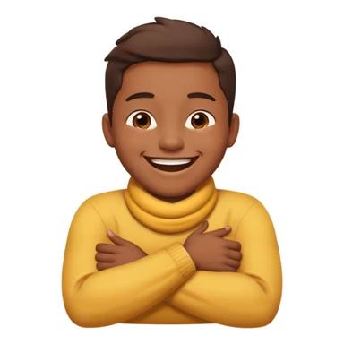 arms crossed holding neck while laughing  sticker