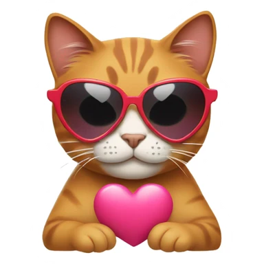 Cat with heart shaped sunglasses sticker