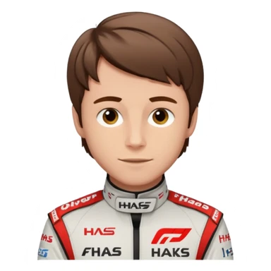 The Formula 1 Driver Oliver Bearman (brown to the front styled hair)in Haas F1 Suit sticker
