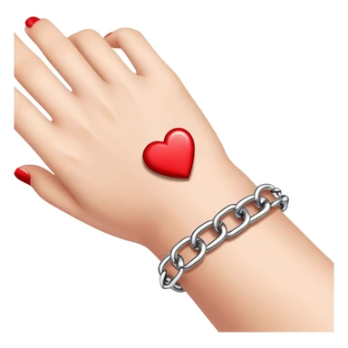 metal chain with red hearts around on wrist sticker