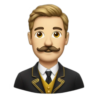 Belgian in national suit with a mustache sticker