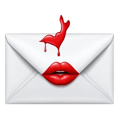 An envelope with a kiss print sticker