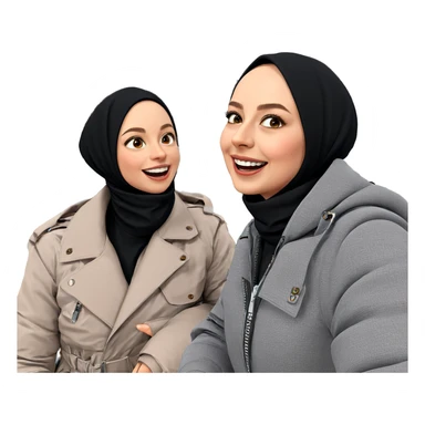 happy girls in jackets sticker