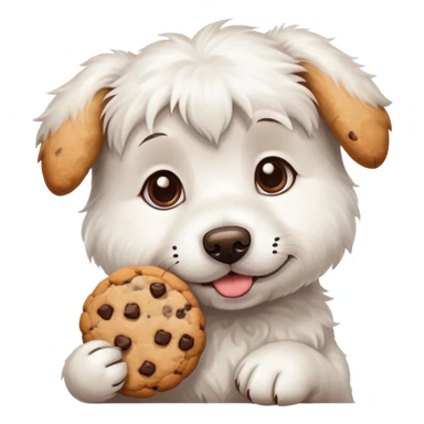 white dog with a cookie  sticker