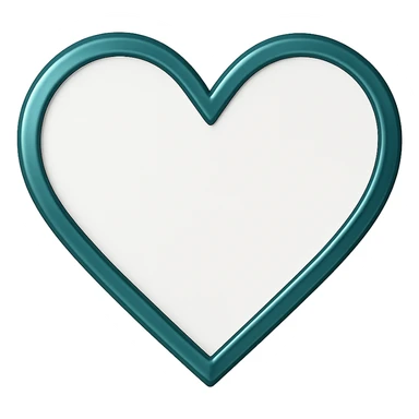 heart with a metallic teal border, clean digital illustration, no background sticker
