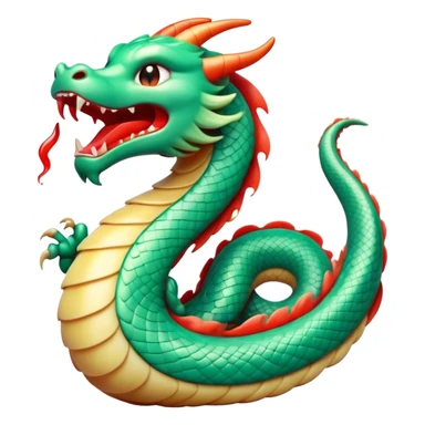 Cinematic Cute Yawning Chinese Serpent Dragon Portrait Emoji, Head gently inclined with a dramatic, wide-open yawn, revealing an elegantly elongated body with softly glowing jade and vermilion scales, enriched by subtle, ethereal cloud and ripple motifs; rendered with authentic detail and delicate natural light, high shine, relaxed yet wise, styled with a dash of ancient mystique, soft glowing outline, capturing the essence of a drowsy but venerable celestial dragon ready to drift into a serene, timeless slumber! sticker