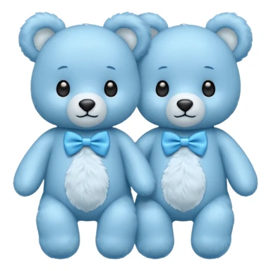 sweet twin little blue bears with blue bow tie sticker