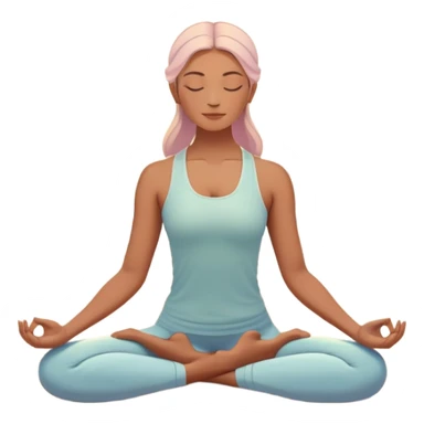 A peaceful person practicing yoga on a calm beach at sunrise, in a serene meditative pose. Soft pastel colors surround the scene, with gentle waves in the background and smooth, flowing lines representing balance and tranquility. The atmosphere feels centered and mindful. sticker