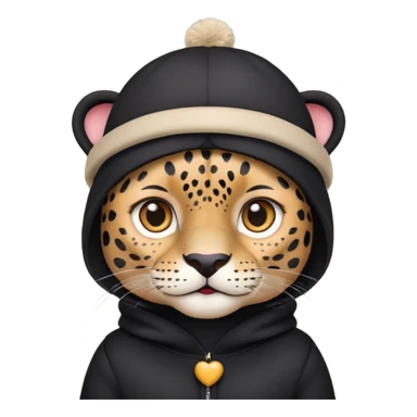 A black jaguar wearing a baby hat sticker
