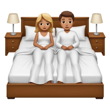 2 people making love in bed under sheets with clothes on the floor sticker