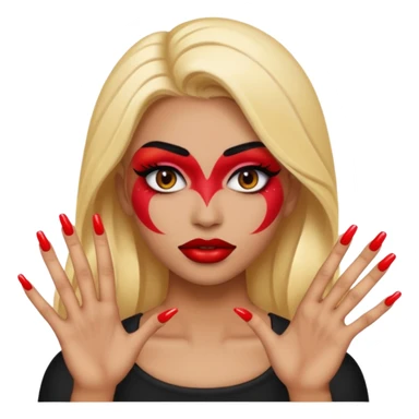 A baddie emoji with makeup and nails sticker