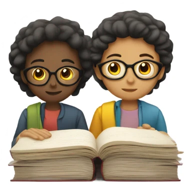 Two people studying hard sticker
