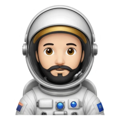astronaut, white suit and helmet ,with black beard sticker