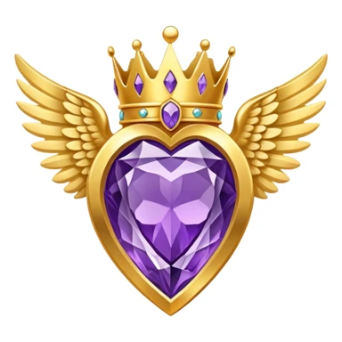 Big complex amethyst stone award-in-frame-decorated-with-big-golden-angel--wings and crown sticker
