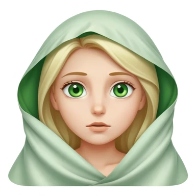 girl under covers looking up with green eyes sticker
