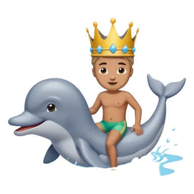 Man riding dolphin in lake with poop king on his head sticker