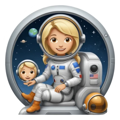 perra rubia arriba de nave espacial sticker