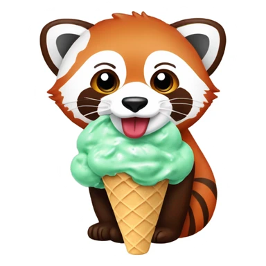 1 Red panda eating a mint chocolate chip ice cream  sticker