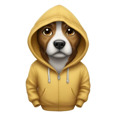 Dog standing with a hoodie and hands in pockets sticker