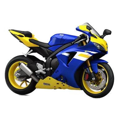 A 2009 Yamaha r1, blue and yellow fairings front view. Less yellow then blue sticker