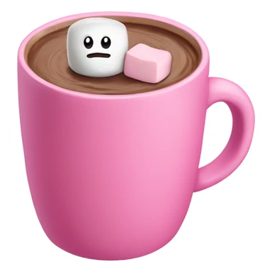 hot chocolate + marshmallows + pink mug sticker