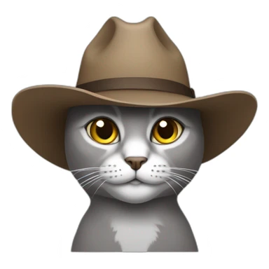 Grey cat in a cowboy hat sticker