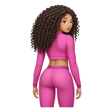 Uma mulher negra da pele clara com cabelo cacheados bem longo até a bunda  sem tanto volume no cabelo e um corpo atlético com roupa rosa  sticker
