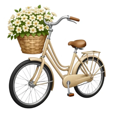 realistic light beige bicycle with basket of white  sticker