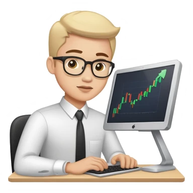 Stock market guy on computer  sticker