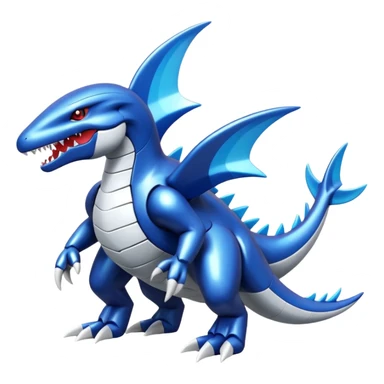 Shiny futuristic Cyber-Garchomp-Kyurem-Kyogre-Latios-Lugia-Fakémon-hybrid-creature (full body)  sticker