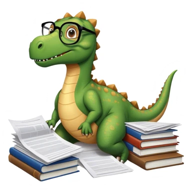 office dinosaur lying on papers sticker