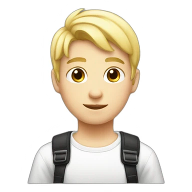 blond boy - cap black - hair short - shirt black sticker