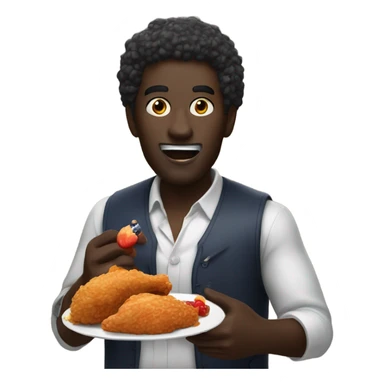 Dark man eating fried chicken and fruit punch  sticker
