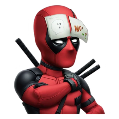 Deadpool saying no in text sticker