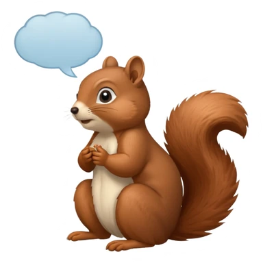 a squirrel sitting with a hand under its chin and a large, clear thought bubble above its head, looking up, very thoughtful sticker
