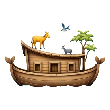 Wooden ark floating on water with animals peeking out sticker