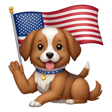 Dog waving an american  sticker