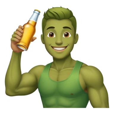 Hulk holding beer bottle hand up and smile hulk hear black  sticker