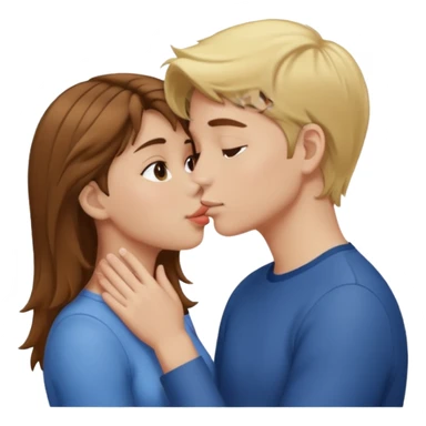 girl with brown hair kissing boy with blond hair sticker