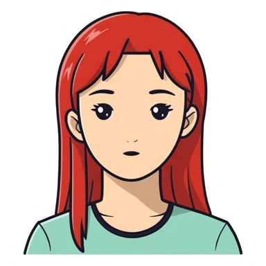 A more into with half black heir and half red hair sticker