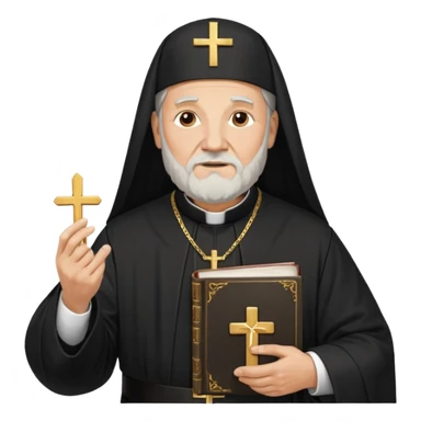 Older Orthodox Christian priest crossing himself (making the sign of the cross) with the movement of the Cross outlined in gold streaks sticker