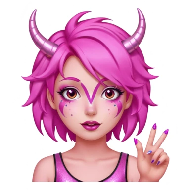 glitter pink girl naughty selfie glitter pink horns sticker