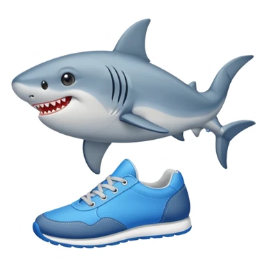Tiburón con 3 pies y zapatillas azules niñe sticker