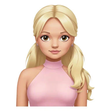 Emma bunton with long blonde ponytails wearing a light pink bodycon dress sticker